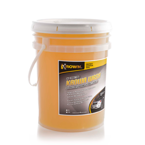 A clear 20L container of Krown Wash.